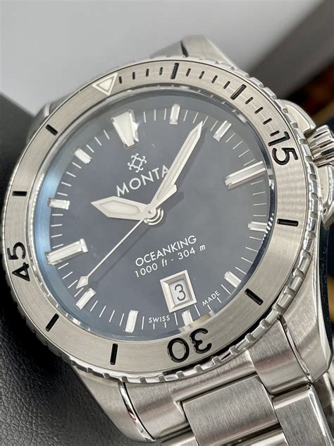 Monta OceanKing Wet Blue Dial 1000 Feet Diver Swiss Automatic Sold Out 40mm - The Sutor House