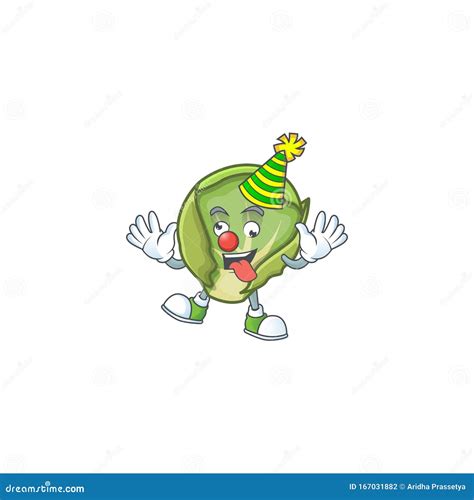 Funny Clown Brussels Sprouts On Cartoon Character Mascot Design Stock Vector Illustration Of