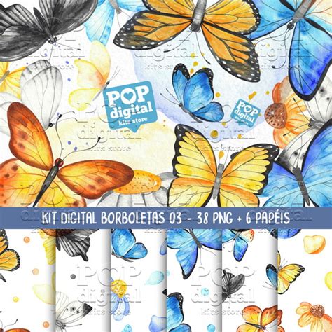 Kit Digital Borboletas 03 Aquarela Elo7 Produtos Especiais