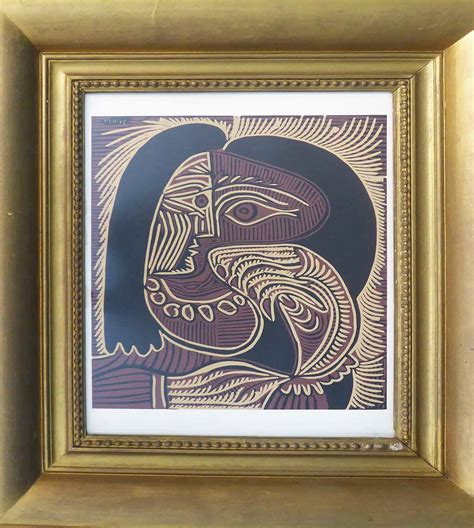 Pablo Picasso Female Head With Necklace 1962 Linocut Suite