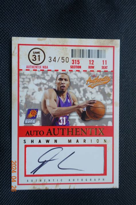 Yahoo Shawn Marion Fleer Authentix Autograp