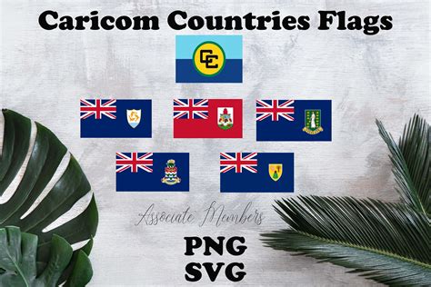 28 Caricom Countries Flags Caribbean Community Full Members Etsy