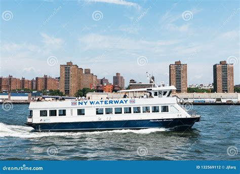 NY Waterway Ferry Navigating the East River in New York Editorial ...