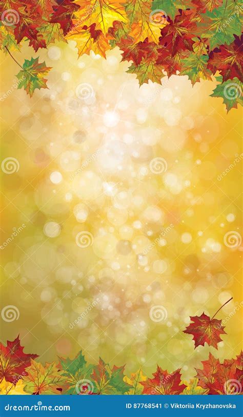 Autumnal Leaves Circle Frame Isolated On White Blurred Effect