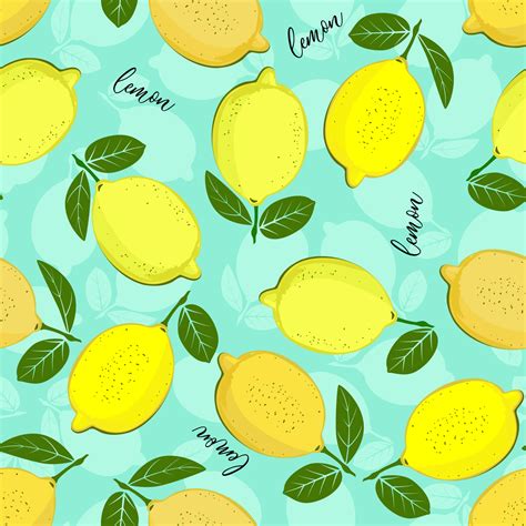 Lemon Pattern Seamless Decorative Background With Yellow Lemons