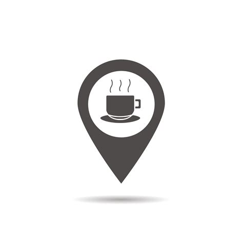 Cafe Location Icon Drop Shadow Map Pointer Silhouette Symbol Coffee Shop Pinpoint Diner