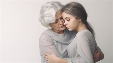 Feliz Nieta Joven Abrazando A La Abuela Anciana Foto Premium