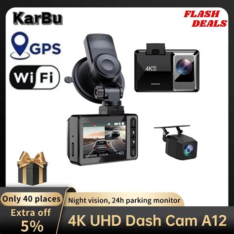 Dashcam 4K Gps Wifi 24H Parking Monitor Dash Cam Nachtzicht Dual Camera