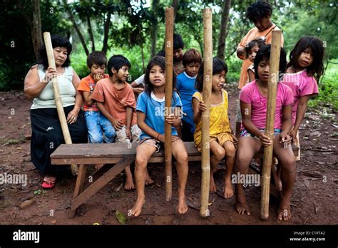 Members Of Mbya Guarani Village Andresito Playing Traditional Music