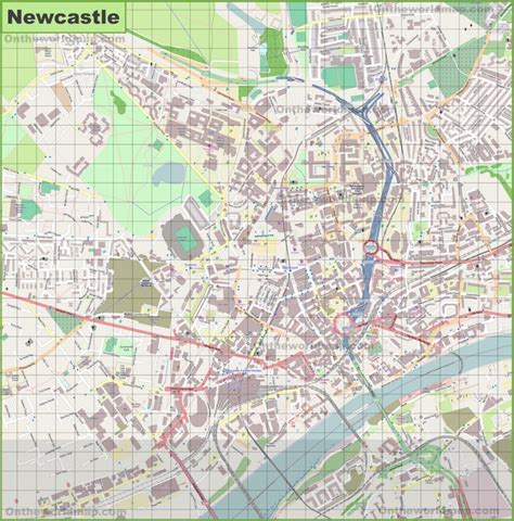 Large detailed map of Newcastle (UK) - Ontheworldmap.com