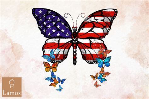 Butterfly Usa Flag Th Of July Png By Zemira Thehungryjpeg