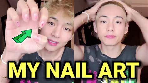 Bts V Nail Art Live Eng Subs Kim Taehyung Youtube