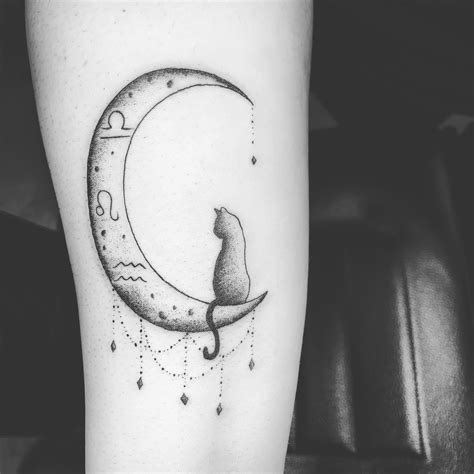 Cat Moon Tattoo Moon Tattoo Designs Sister Tattoos Cat Tattoo