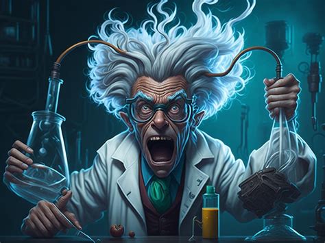 Premium AI Image Mad Scientist Or Crazy Professor Character In