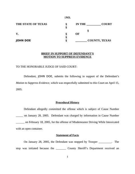 Brief In Support Of Defendant’s Motion To Suppress Evidence Attorney Docs