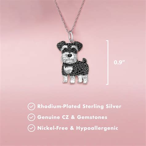 Rhodium Over Sterling Silver Schnauzer Sterling Silver Pendant With