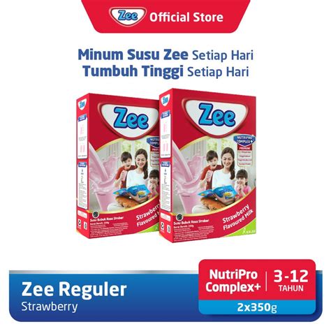 Jual Zee Reguler Strawberry Milk 350gr 2 Pack Shopee Indonesia