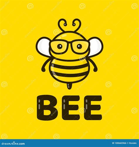 Fun Cute Smart Bee In Glasses Vector Stock Vector Illustration Of