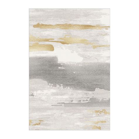 Abstract Modern Gray Gold Velvet Rectangle Rug Indoor Area Rug 5 X 7