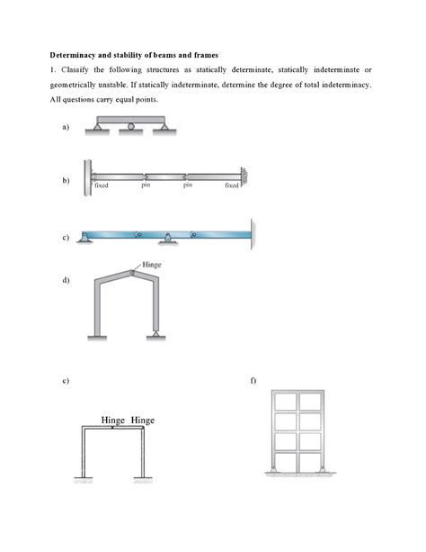 Solved Determinacy And Stability Of Beams And Frames Chegg