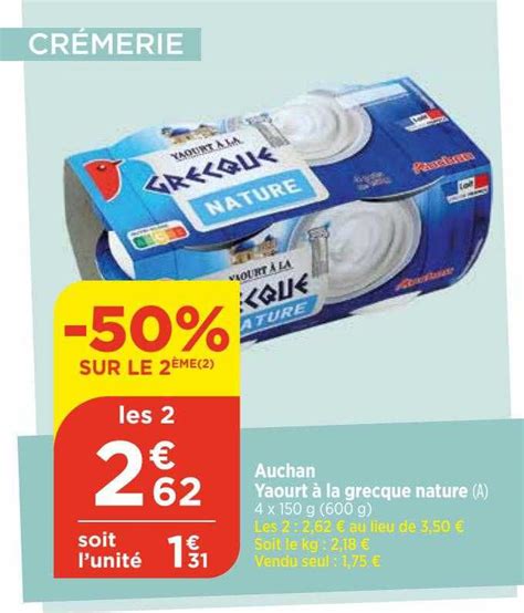 Promo Auchan Yaourt à La Grecque Nature chez Bi1 iCatalogue fr