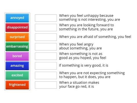Adjectives for feelings - Match up