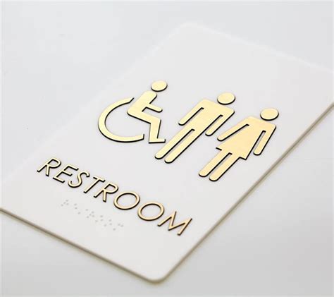 Premium Gold ADA Restroom Signs | Braille Bathroom Sign