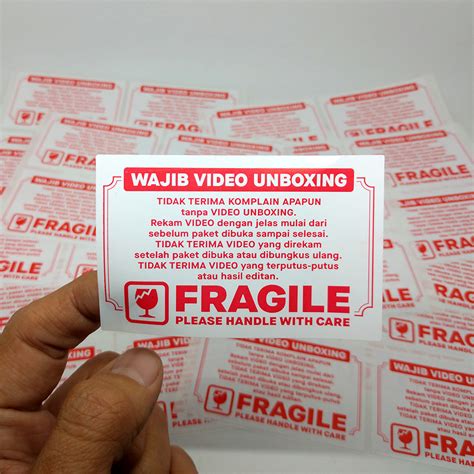 Label Sticker Fragile Stiker Wajib Video Unboxing 5 X 8 Cm 1 Pack Isi