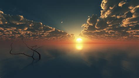 Wallpaper Sunlight Landscape Digital Art Sunset Sea Nature