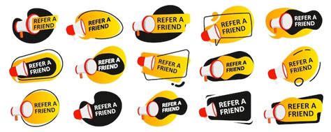 Premium Vector Refer A Friend Banner Collection With Loudspeaker Set