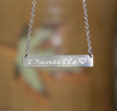 Sterling Silver Bar Necklace Personalized Be Monogrammed