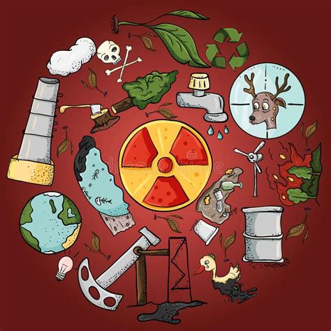 Set Of Design2elements On The Theme Of Ecology Earth Pollution Stock Vector Illustration Of