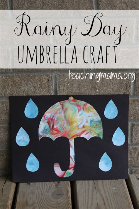 Rainy Day Umbrella Craft Teaching Mama S Posts Weather Crafts Rainy Day Crafts Preschool