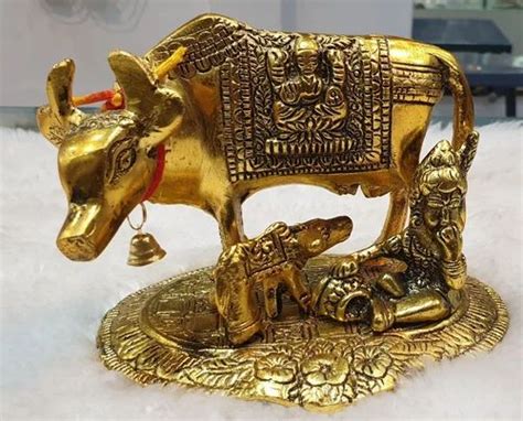 Gold Plated Kamdhenu Cow And Calf Statue At Rs Kamdhenu Cow