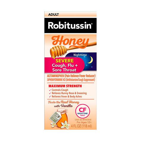 ROBITUSSIN HONEY SEVERE COUGH , FLU + SORE THROAT – Bestdeal-shop.com