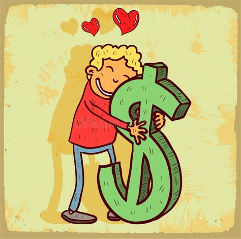 Cartoon Money Love On Paper Note Vector Illustration Stock Vector