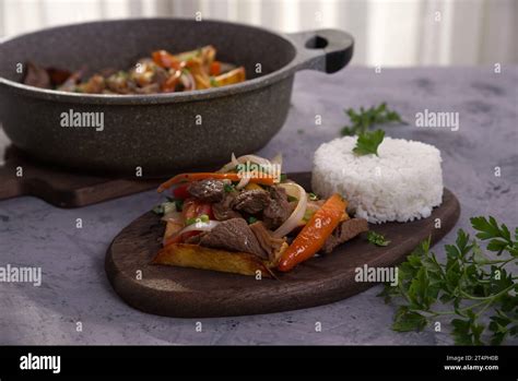 Peruvian Dish Known By The Name Of Lomo Saltado Prepared With Pieces