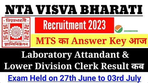 Nta Visva Bharati Mts Answer Key Nta Visva Bharti Mts Cut Off Nta