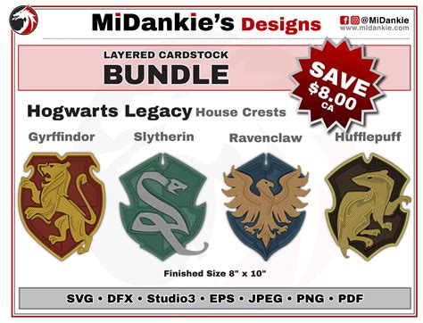 Hogwarts Legacy House Crests Bundle Pack Midankies Designs