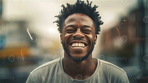 Happy satisfied black people man portrait outside. Generative Ai ...