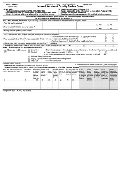 Fillable Form C Intake Interview Quality Review Sheet