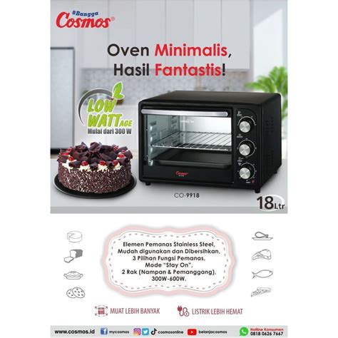 Jual Cosmos CO 9918 Oven Listrik Low Watt Kapasitas 18 Liter Shopee