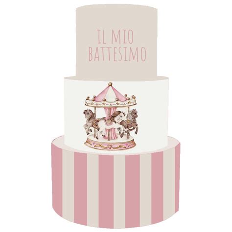 Torta Scenografica Battesimo Orsetto Rosa Con Palloncini Cm H X