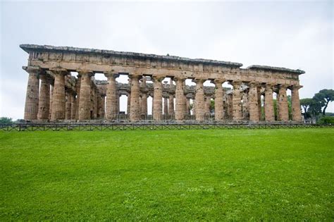 Temple Of Poseidon In Archaeological Park Of Paestum Editorial Stock