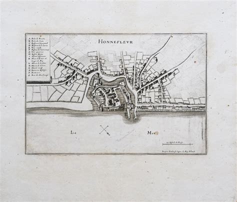 Proantic: Old Map Of Honfleur