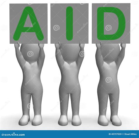 Aid Banners Shows First Aid Assistance And Support Stock Illustration