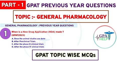 General Pharmacology Mcq Gpat Topic Wise Mcq Gpathelp Youtube