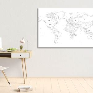 Paintable World Map Canvas, Customizable World Map Canvas, Gift for ...