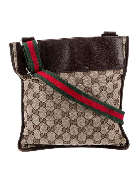 Gucci GG Canvas Messenger Bag Brown Crossbody Bags Handbags