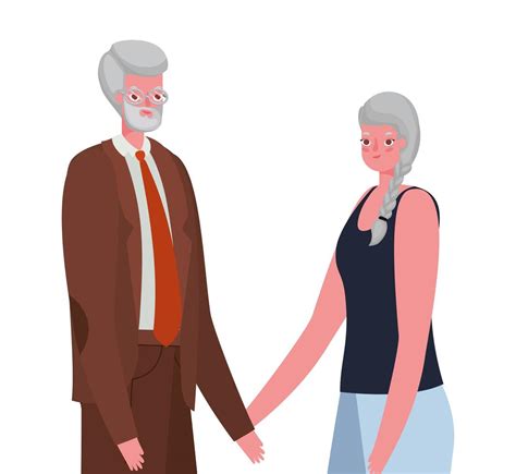 Senior Woman And Man Cartoons Holding Hands 1760659 Vector Art At Vecteezy